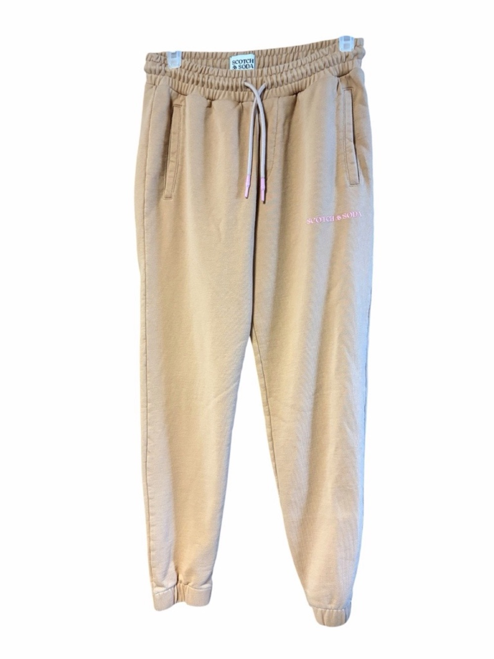 Scotch & Soda Tan And Pink Organic Cotton Logo Jogger Sweatpants